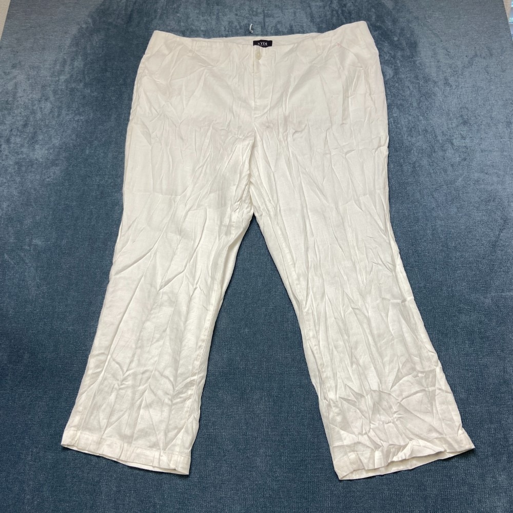 NYDJ Marilyn Straight Ankle Pants Womens 14W Optic White Pockets Flat Front